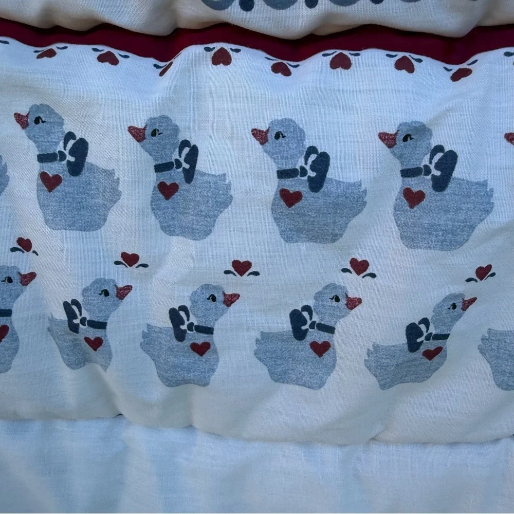 Vintage Daisy Kingdom Teddy Bear Country Geese Ruffled Crib Quilt 36x47 GUC